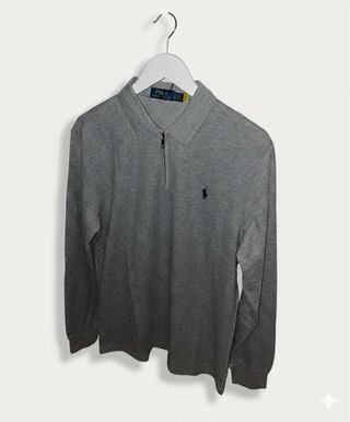 Polo Ralph Lauren Suéter Gris Media Cremallera