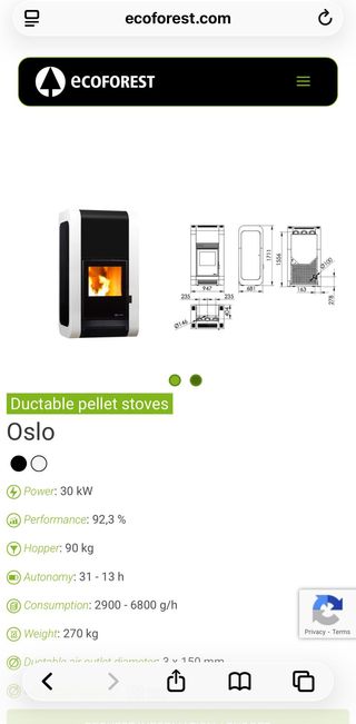 Estufa de pellets Ecoforest OSLO 30 kW