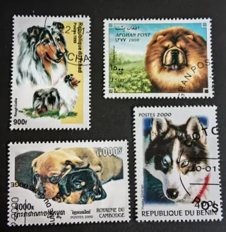 Lote Sellos Perros Rough Collie, Chow Chow, Husky