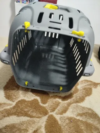 Transportín gato/perro pequeño gris y amarillo