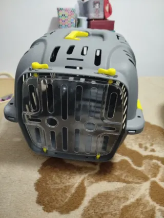 Transportín gato/perro pequeño gris y amarillo