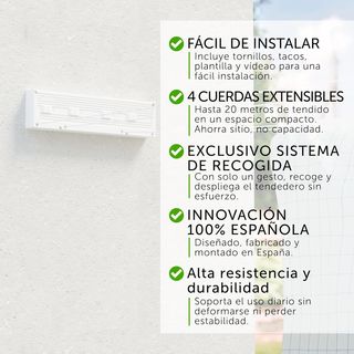 Cuncial TZ-S-4 | Tendedero Automático de Pared 4 C