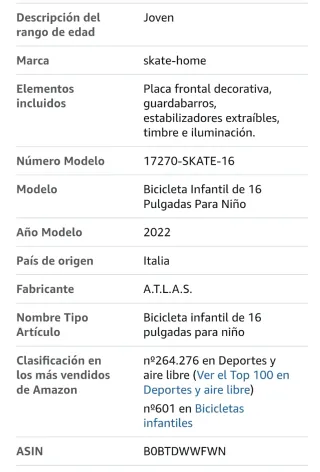 Bicicleta infantil SKATE 12