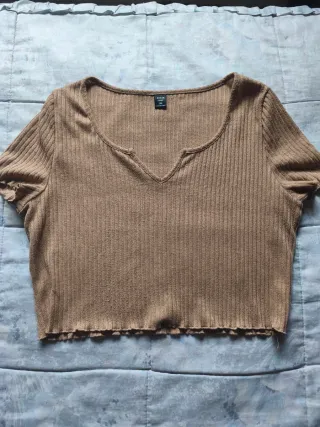 Camiseta Crop Top Marrón SHEIN Talla XL