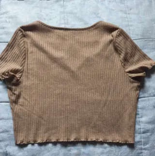 Camiseta Crop Top Marrón SHEIN Talla XL