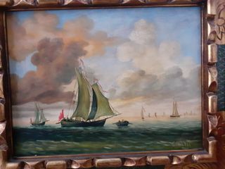 Pareja de óleos de marinas