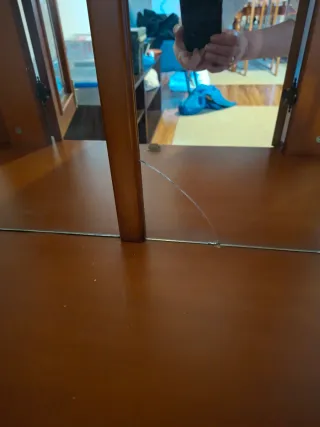 Vitrina de madera con puertas de cristal