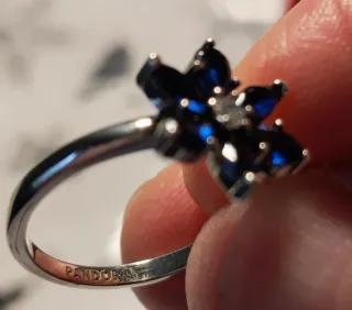 Conjunto Pandora Flor Azul y Plata