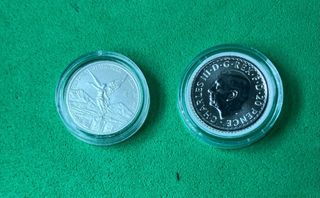 L#542 PAREJA DE MONEDAS DE PLATA 999