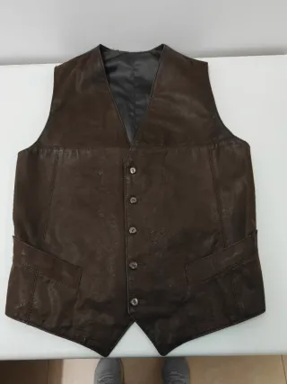 Chaleco de piel unisex marrón