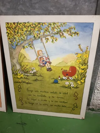 Dos Cuadros infantiles con poema