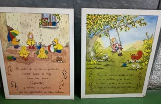 Dos Cuadros infantiles con poema