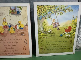 Dos Cuadros infantiles con poema