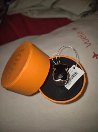 Anillo Tous Oso Onix Negro Plateado