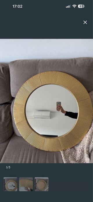 Espejo redondo dorado metal cristal maisondumonde