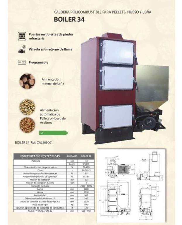 Caldera BOILER 34 policombustible Nueva MAD2001