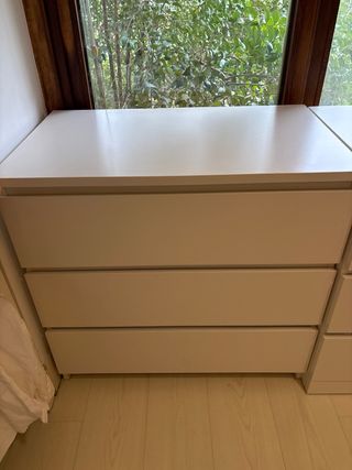 Cómoda Malm Ikea 3 cajones blanca 80x78cm