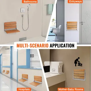 Sedile per Doccia Pieghevole in Rovere 408 x 340 x