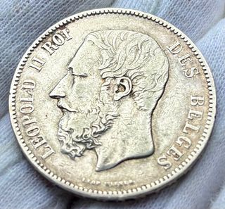 Moneda PLATA BELGICA 5 Francos 1870. Leopoldo II