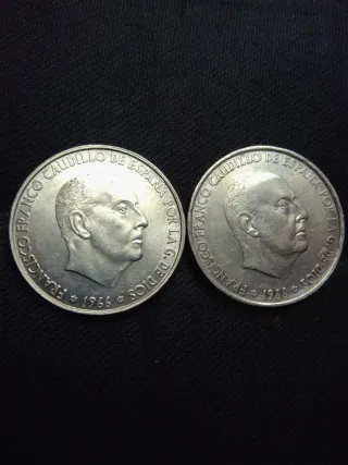 2 Monedas 100 PTAS.   Plata sin circular