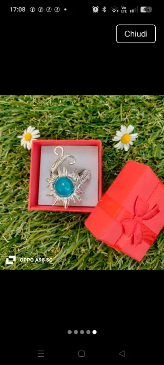 Anello sole wire regolabile argento e blu