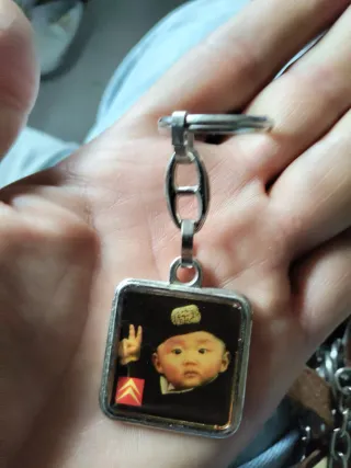 Llavero con foto de bebé y símbolo Citroen vintage