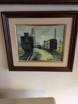 Pintura de trenes y estación