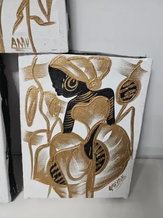 3 Quadretti Decorativi Oro e Bianco