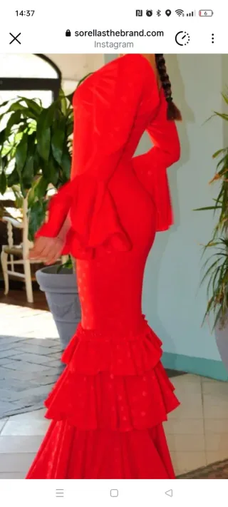 Traje de flamenca volantes marrón