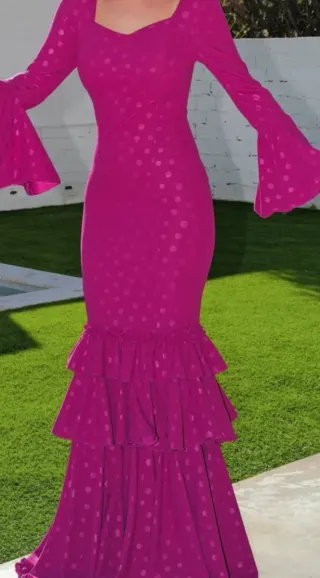 Traje de flamenca volantes marrón