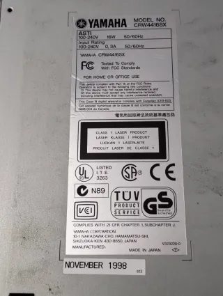 Yamaha CD-RW SCSI per attrezzature DAW/Sampler/Synth anni '90