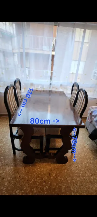 Mesa de comedor de madera 130x80x78cm