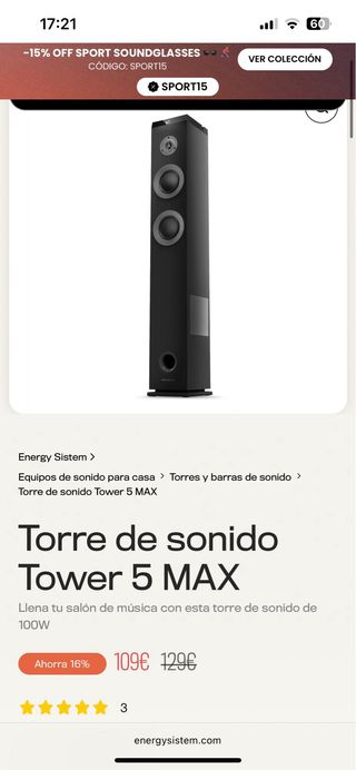 Torre de sonido Energy Sistem