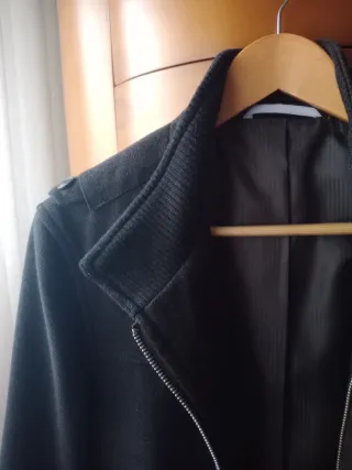 Abrigo de paño caballero negro, con cremallera