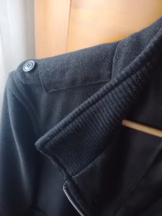 Abrigo de paño caballero negro, con cremallera