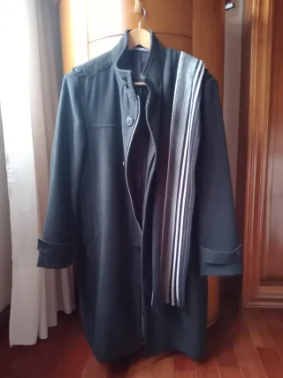 Abrigo de paño caballero negro, con cremallera