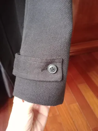 Abrigo de paño caballero negro, con cremallera
