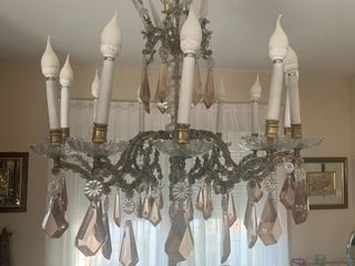 Lámpara de techo antigua cristal rosa