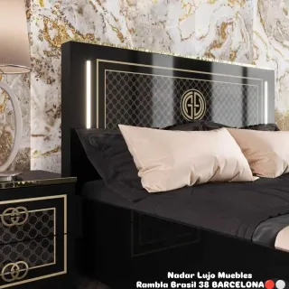 Muebles de dormitorio lujo negro y dorado