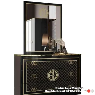 Muebles de dormitorio lujo negro y dorado