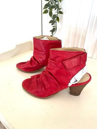 Botines Ciao Ragazzi Piel Rojo Peep Toe