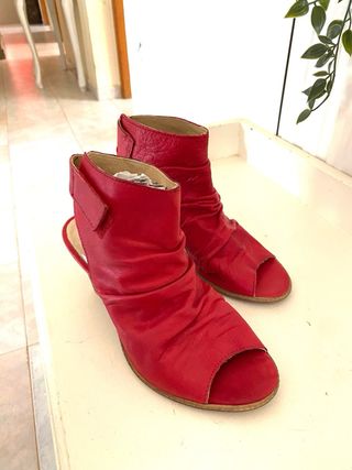 Botines Ciao Ragazzi Piel Rojo Peep Toe