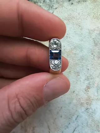 Anillo Oro 18k Zafiro y Diamantes