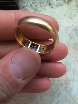 Anillo Oro 18k Zafiro y Diamantes