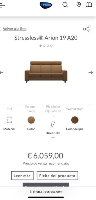 Sofá 3 plazas cuero Stressless