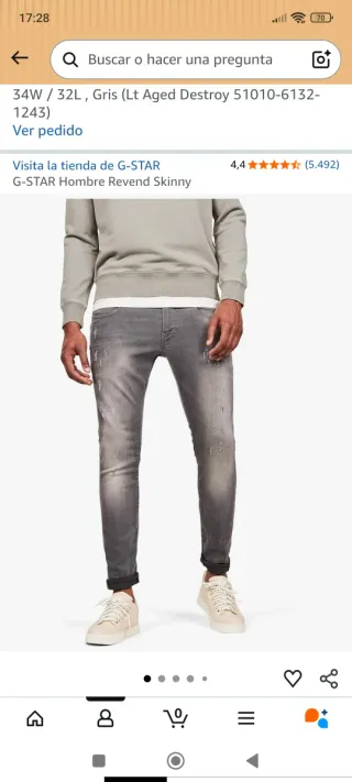 Pantalones vaqueros G-Star Revend Skinny gris