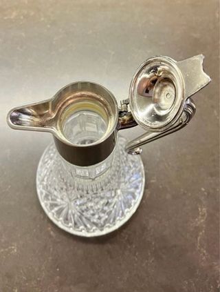 Decantador de Cristal, E.P. Zinc, Silver Plated