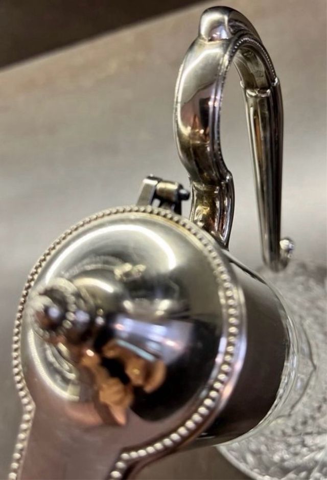 Decantatore in Cristallo, E.P. Zinc, Placcato Argento