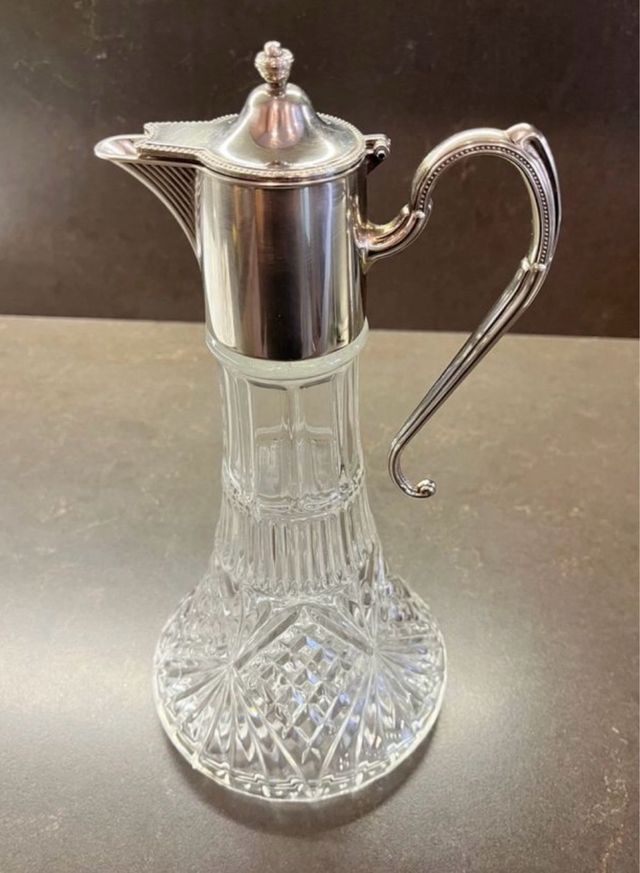 Decantatore in Cristallo, E.P. Zinc, Placcato Argento