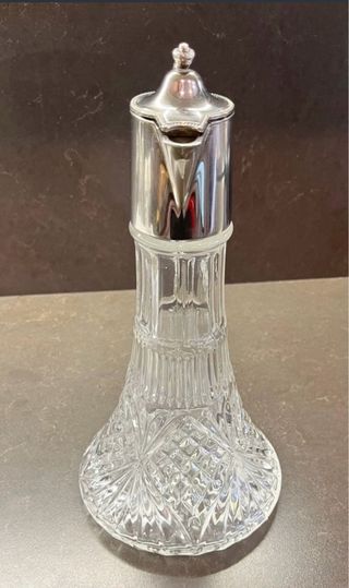 Decantador de Cristal, E.P. Zinc, Silver Plated